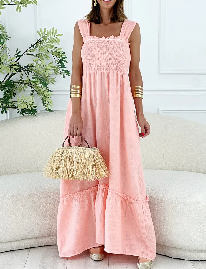 Vestido bella bambula melocoton
