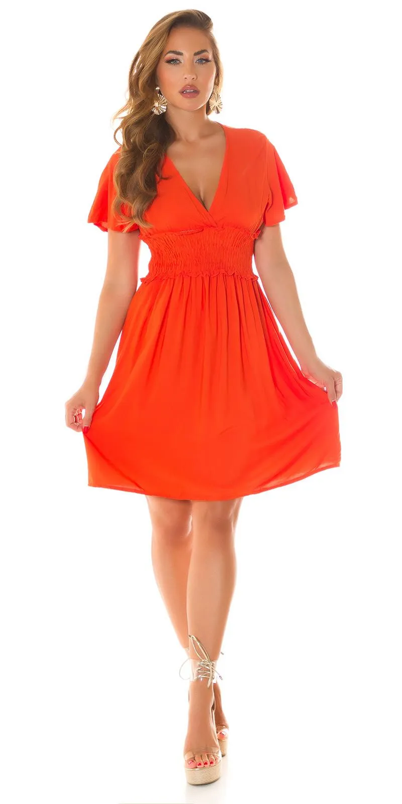 Vestido básico de verano naranja