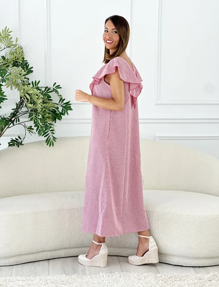Vestido college vichy rojo