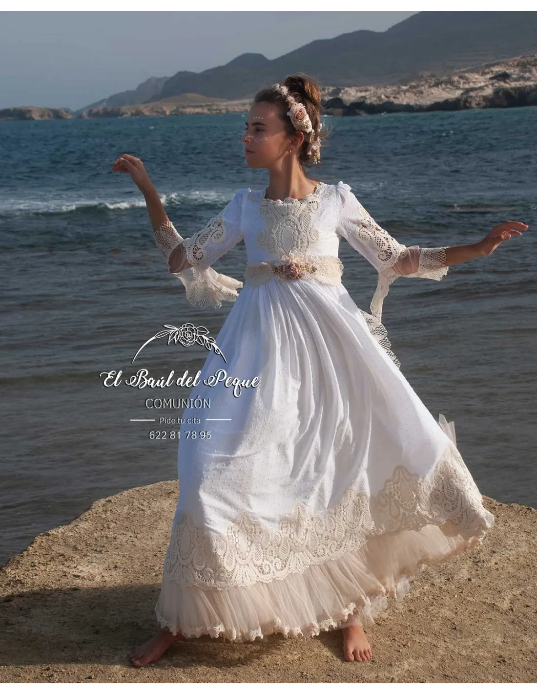 Vestido Comunión Modelo Arena Mon Air 2024 Flor de Sal