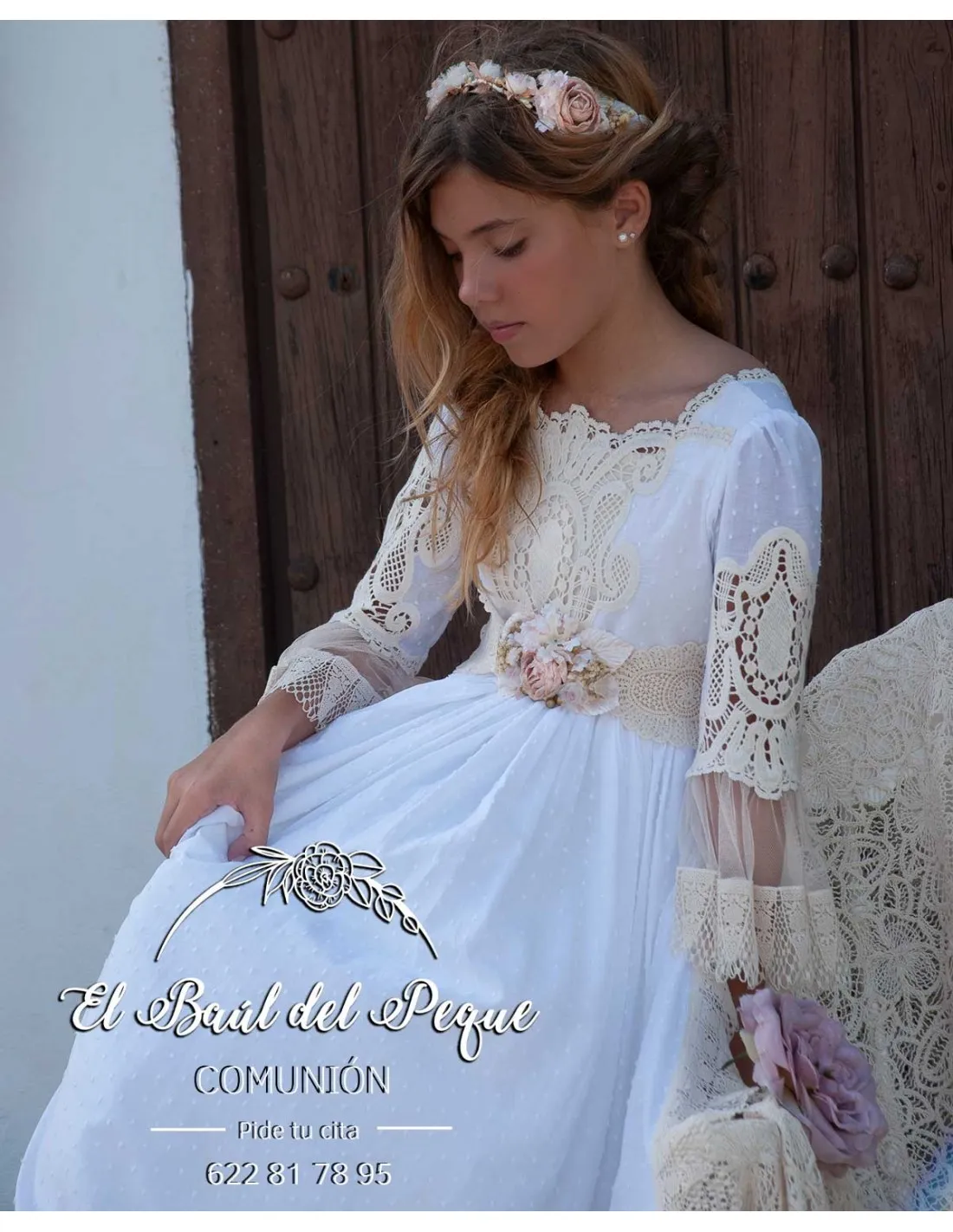 Vestido Comunión Modelo Arena Mon Air 2024 Flor de Sal