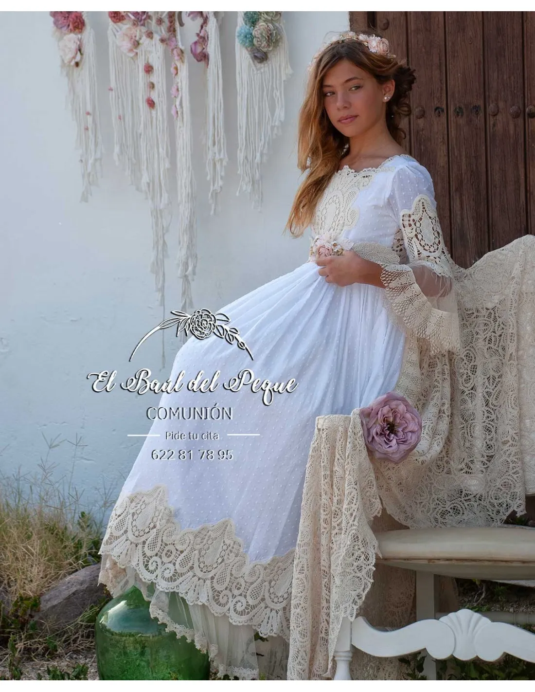 Vestido Comunión Modelo Arena Mon Air 2024 Flor de Sal