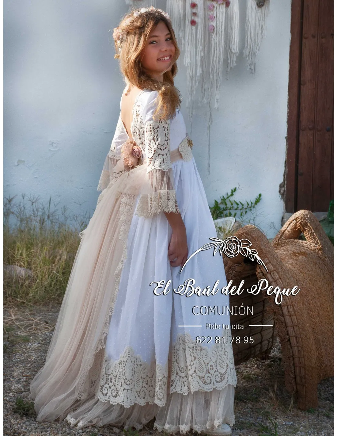 Vestido Comunión Modelo Arena Mon Air 2024 Flor de Sal