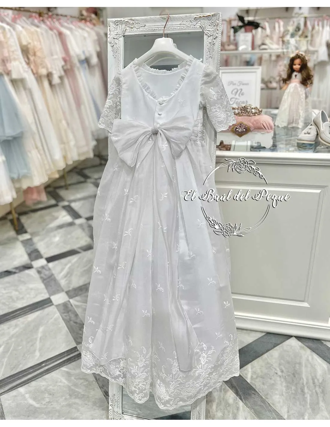 Vestido Comunión Niña Bordado Blanco Amaya