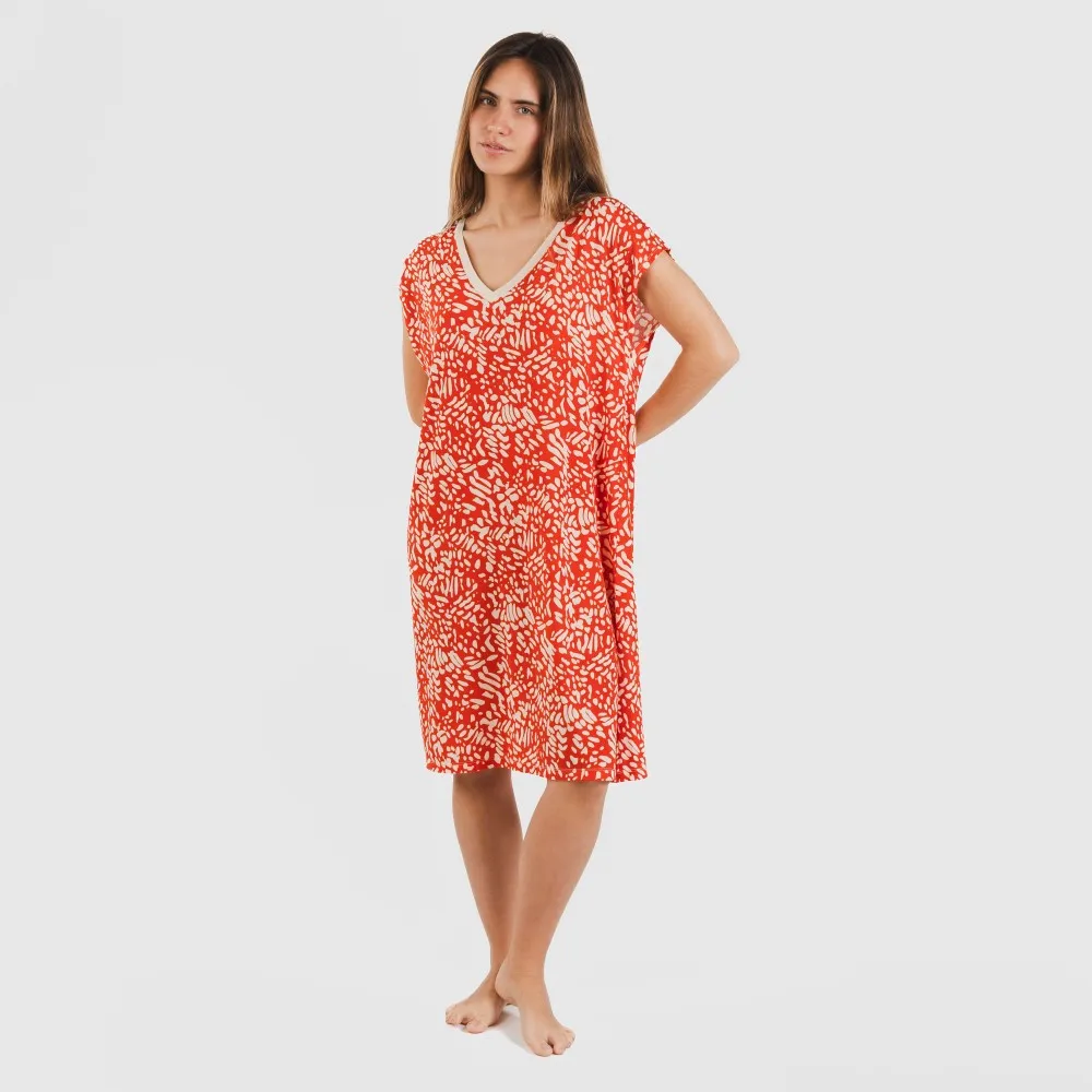 Vestido corto manga fluida soft Miquela teja