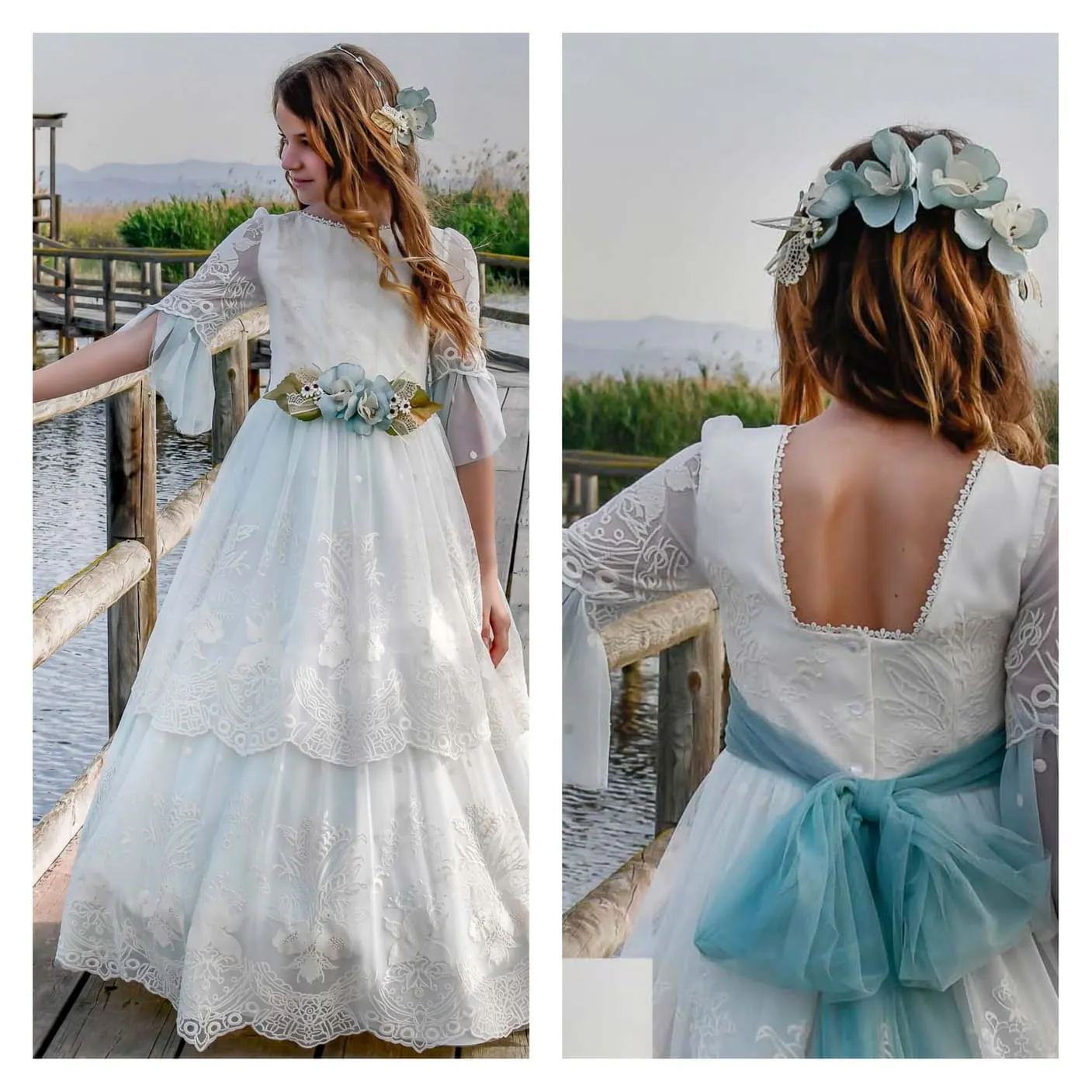 Vestido de comunión agua marina