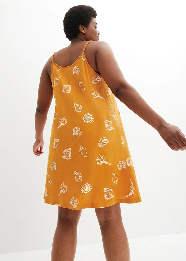 Vestido de punto con volante de algodón sostenible Marrón anaranjado