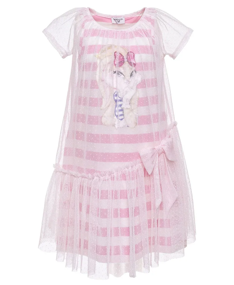 VESTIDO NIñA MONNALISA RAYAS LOLA BUNNY BIMATERIAL