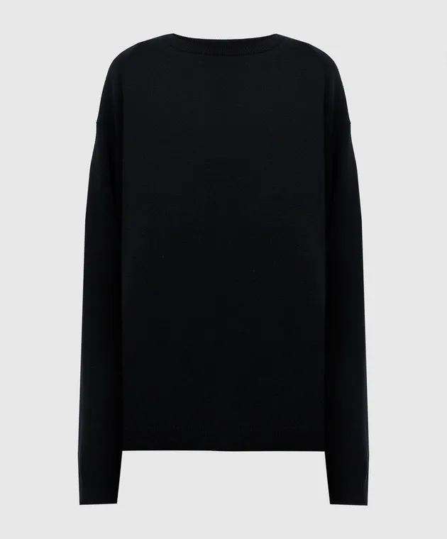 Y`S Yamamoto Black wool sweater with logo pattern