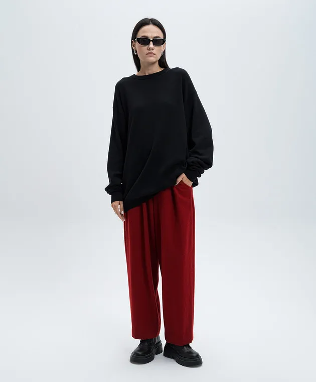 Y`S Yamamoto Black wool sweater with logo pattern