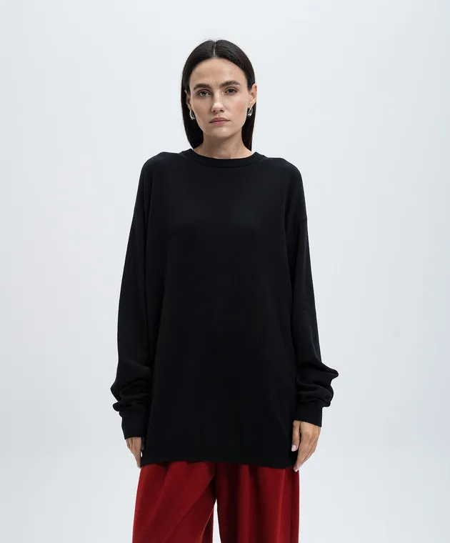 Y`S Yamamoto Black wool sweater with logo pattern