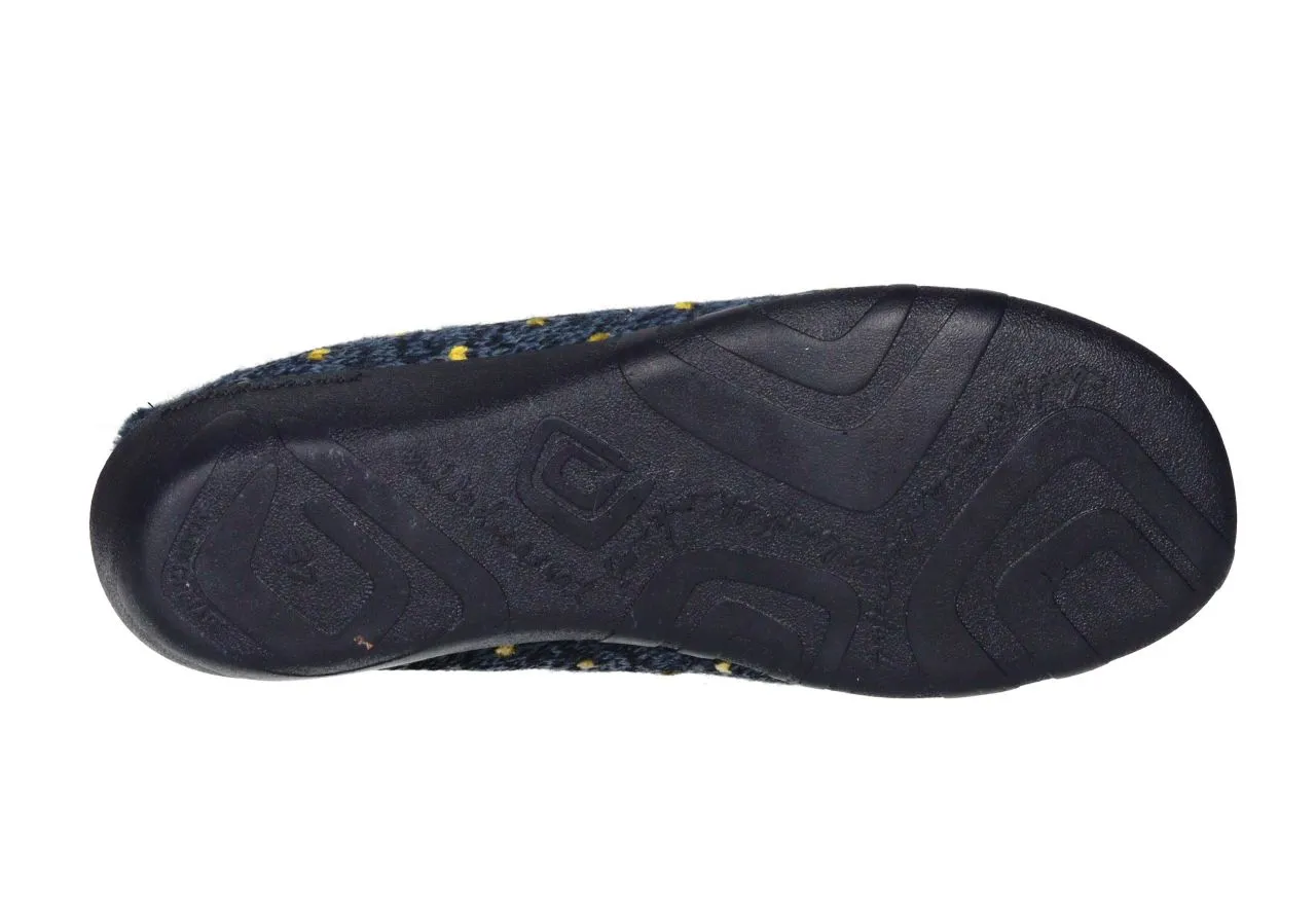 Zapatilla Azul Corazones Amarillos Cuello Mimosin CuÑa Baja