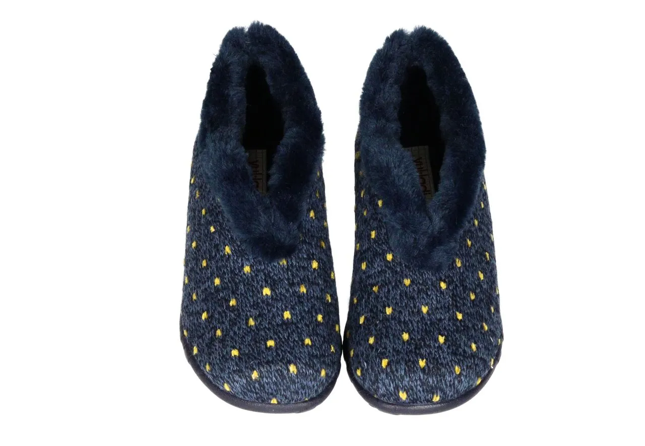 Zapatilla Azul Corazones Amarillos Cuello Mimosin CuÑa Baja