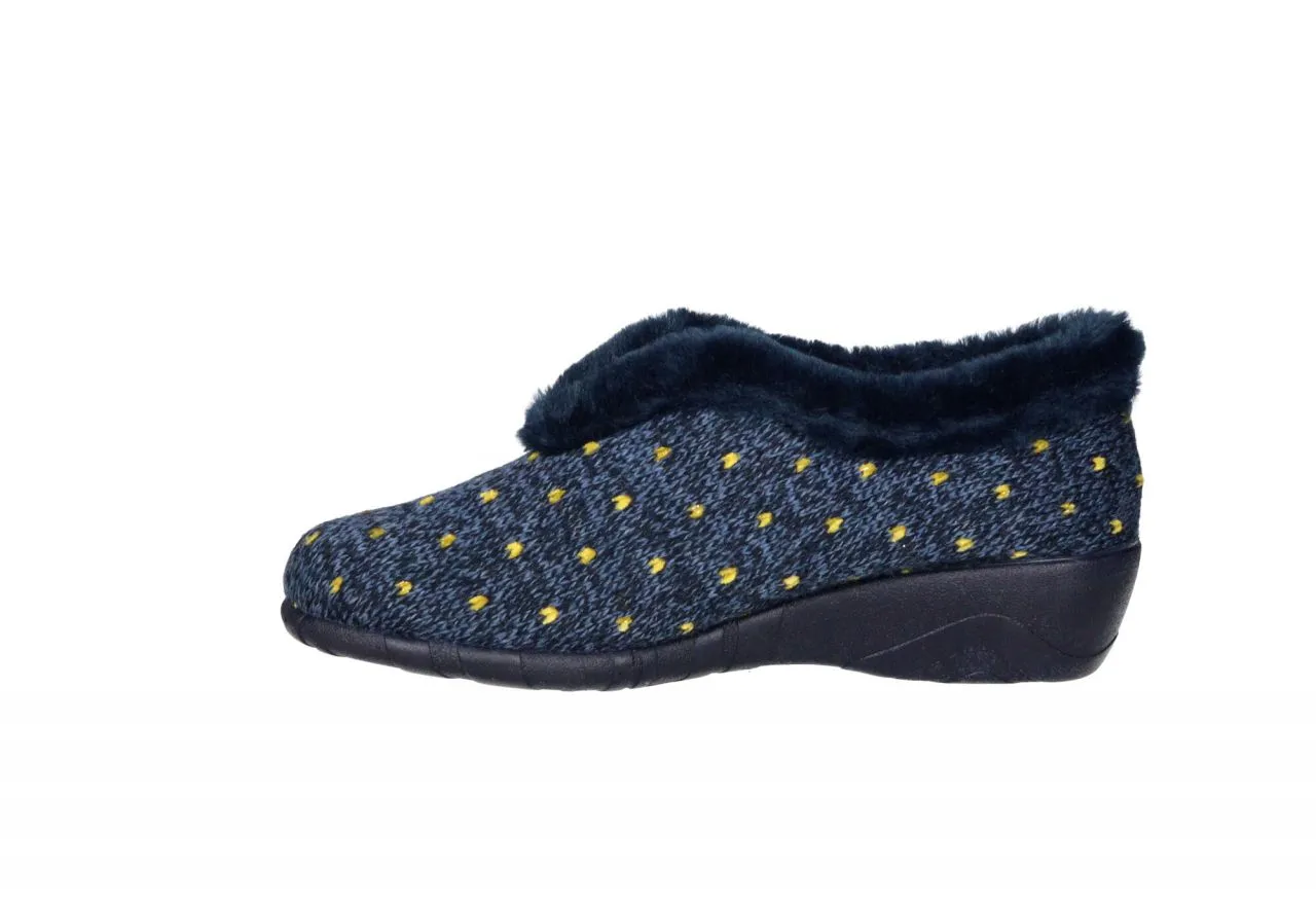 Zapatilla Azul Corazones Amarillos Cuello Mimosin CuÑa Baja