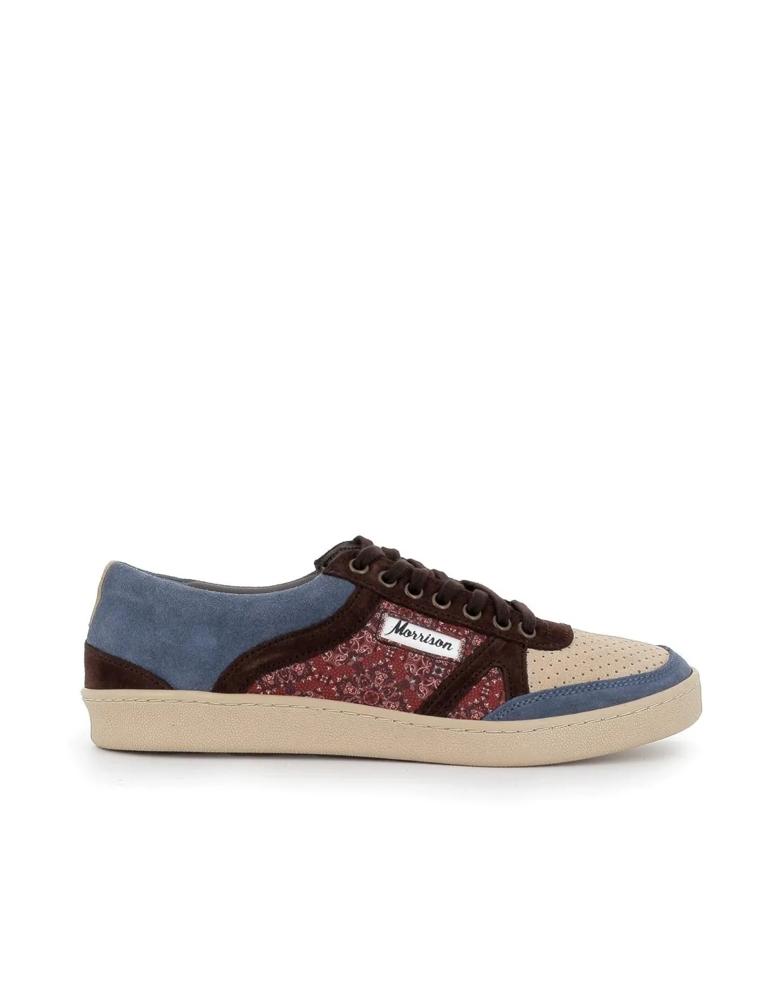 Zapatilla de serraje azul, camel y rojo hombre Morrison