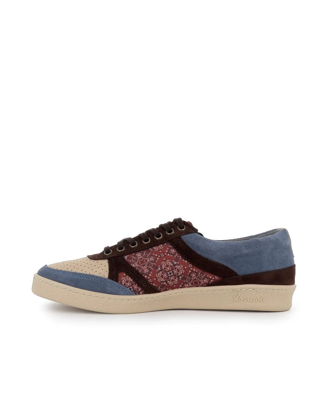 Zapatilla de serraje azul, camel y rojo hombre Morrison