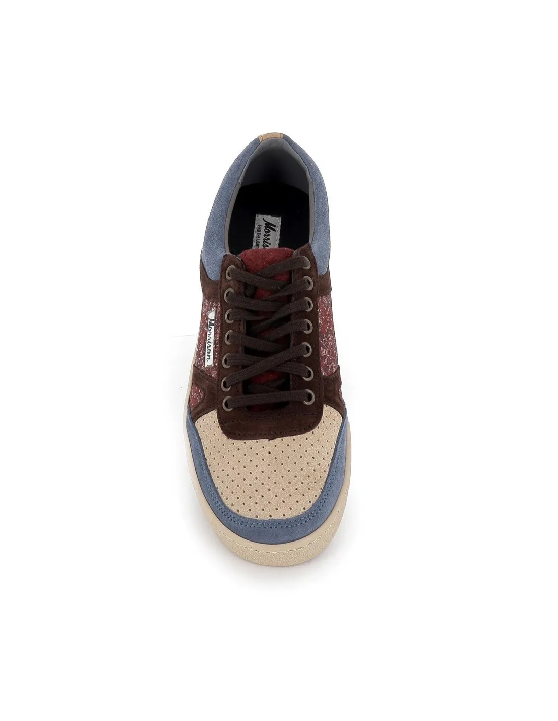 Zapatilla de serraje azul, camel y rojo hombre Morrison