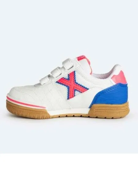 ZAPATILLA MUNICH G3 INDOOR BLANCO AZUL CORAL NIñ@