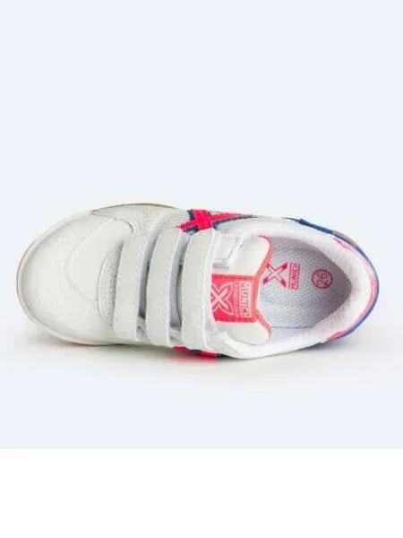 ZAPATILLA MUNICH G3 INDOOR BLANCO AZUL CORAL NIñ@