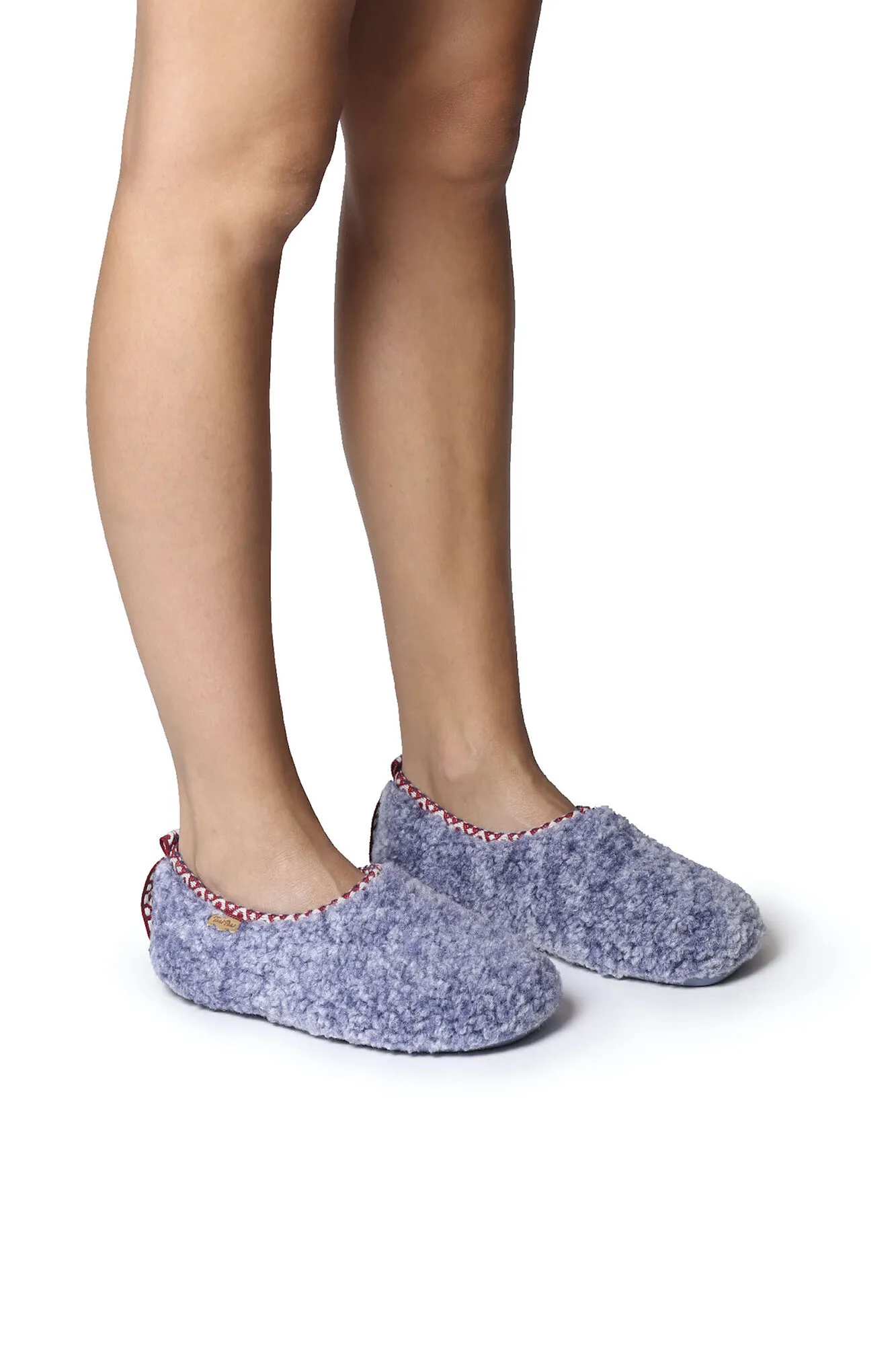 Zapatilla tipo babucha para mujer en borrego azul