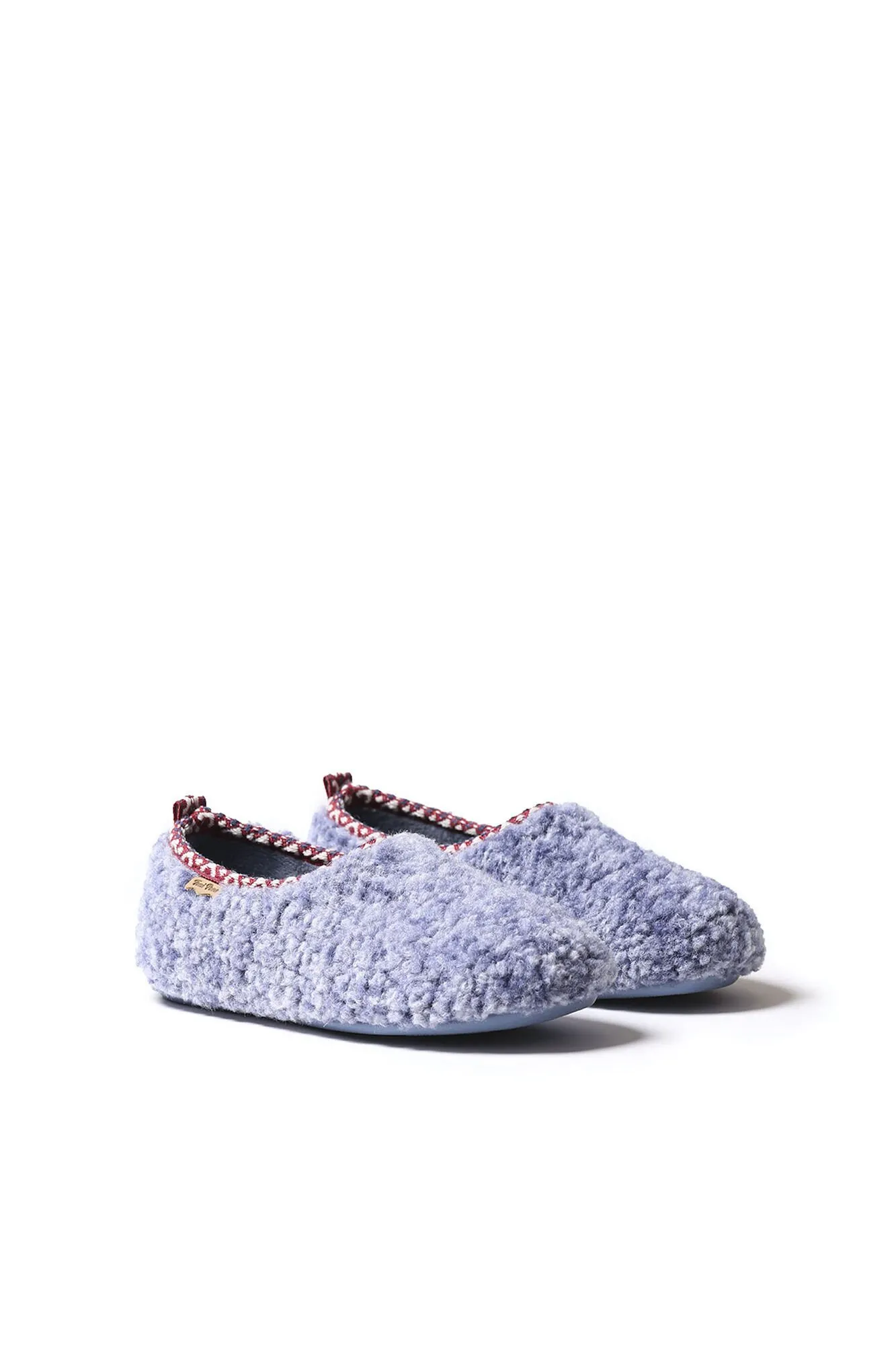 Zapatilla tipo babucha para mujer en borrego azul