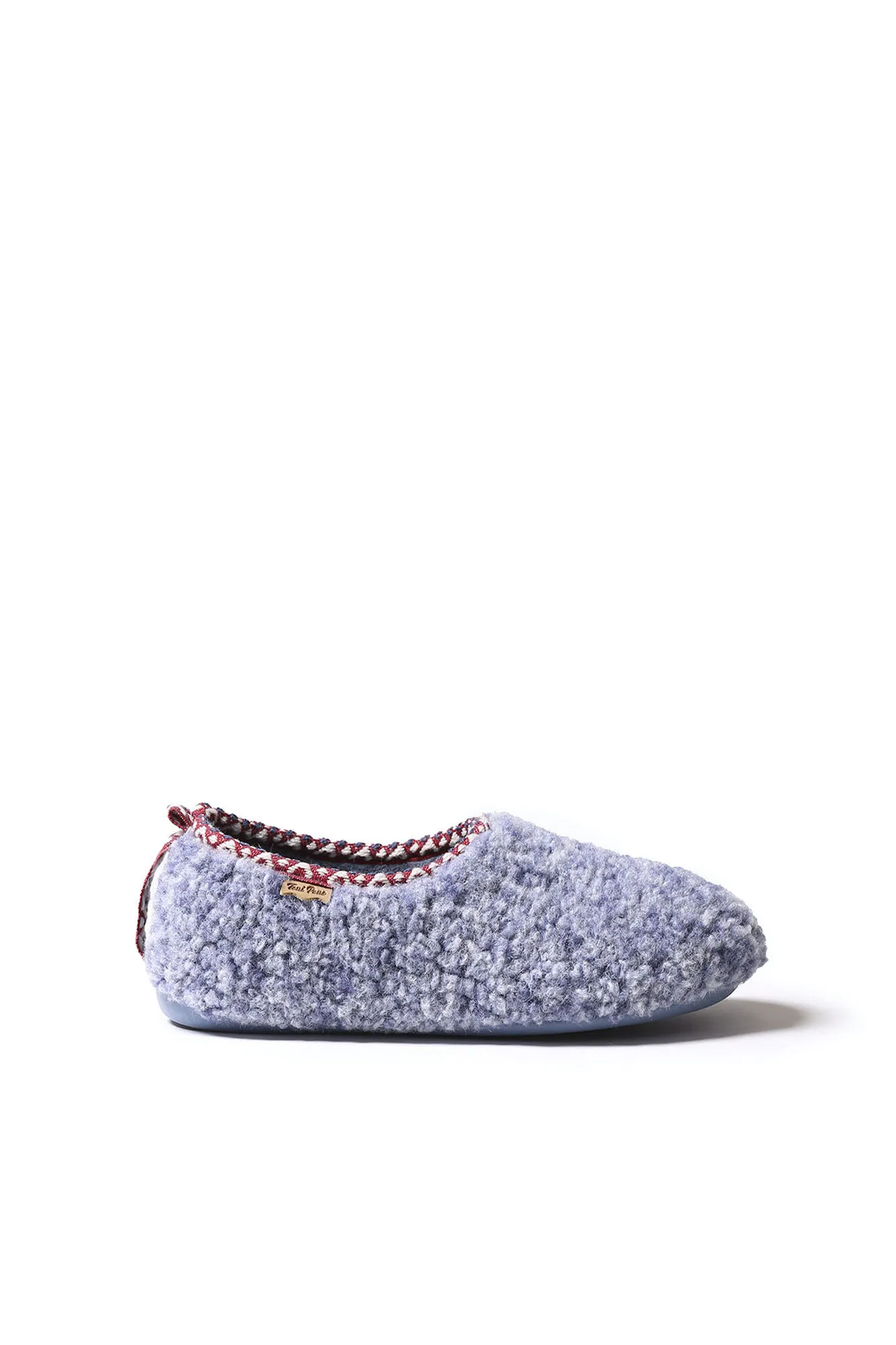 Zapatilla tipo babucha para mujer en borrego azul
