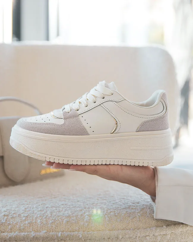 ZAPATILLAS DE MUJER BEIGE CON CORDONES  AMALIA