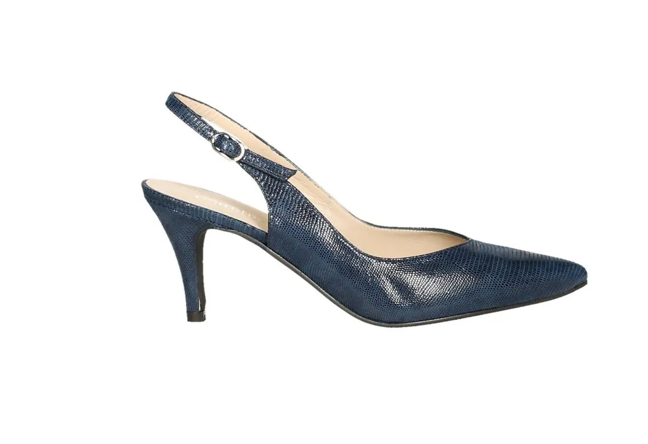 Zapato Tejus Azul Talon Descubierto
