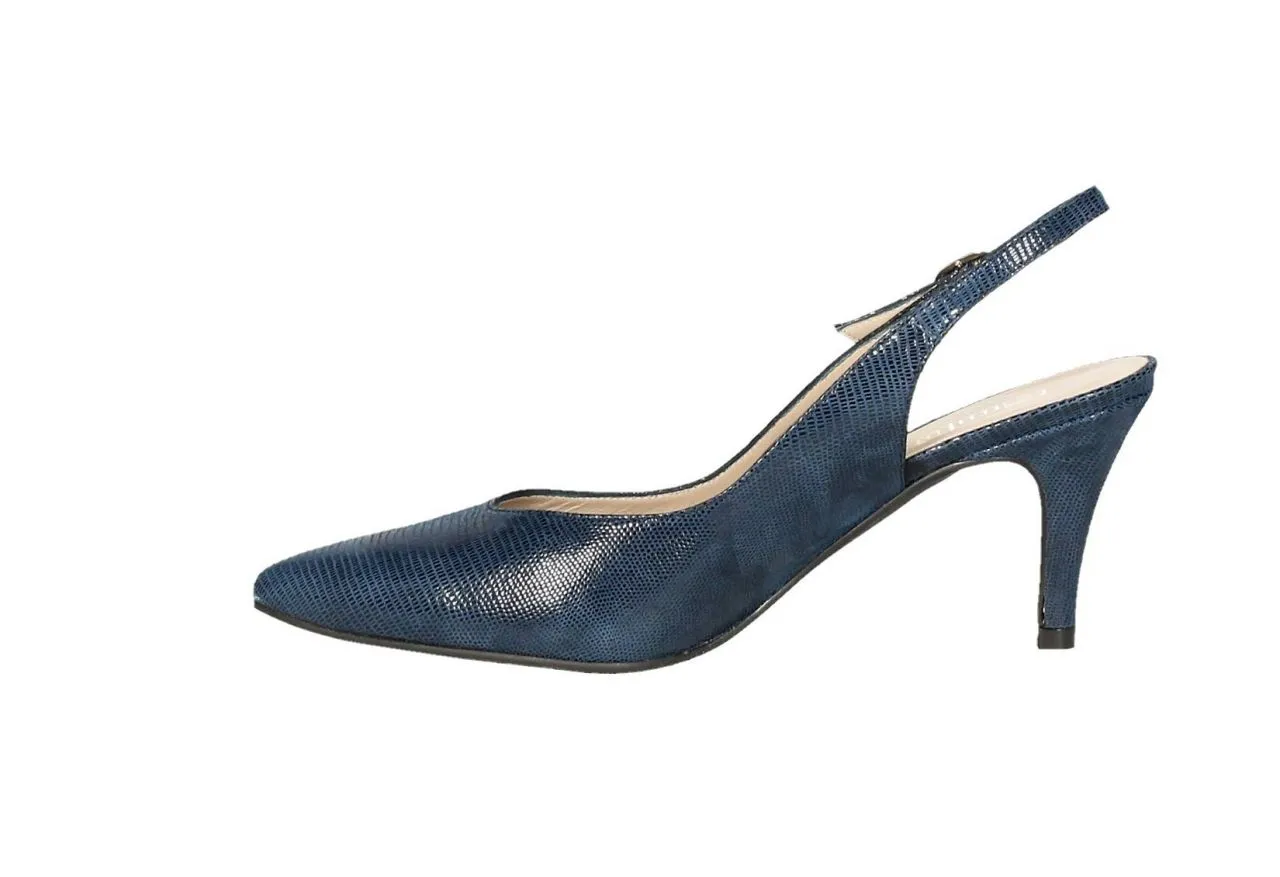 Zapato Tejus Azul Talon Descubierto