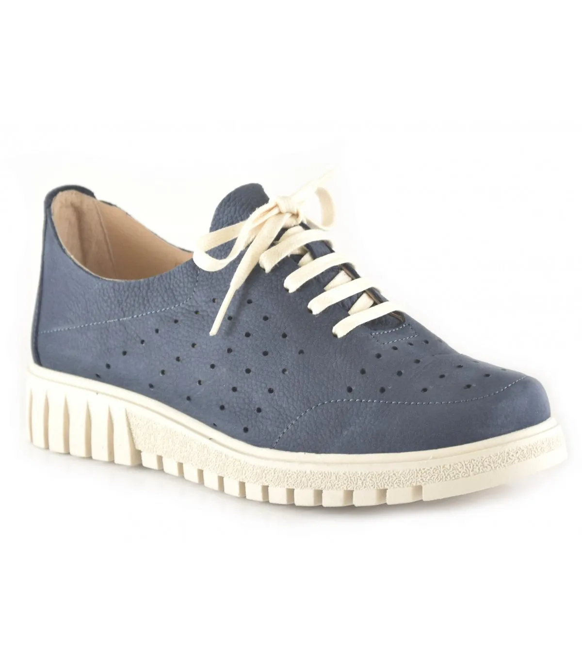 Zapatos de cordones en piel de color azul marino