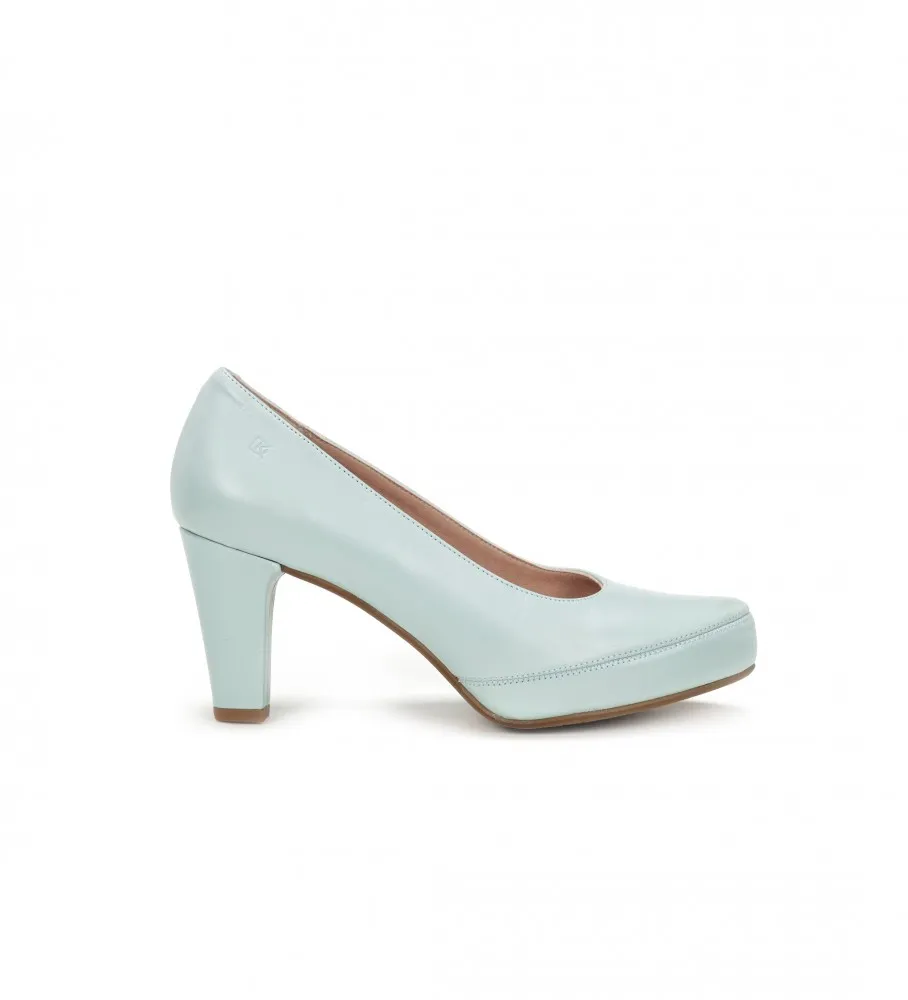 ZAPATOS DE PIEL BLESA D5794 AZUL ALTURA TACóN 6CM