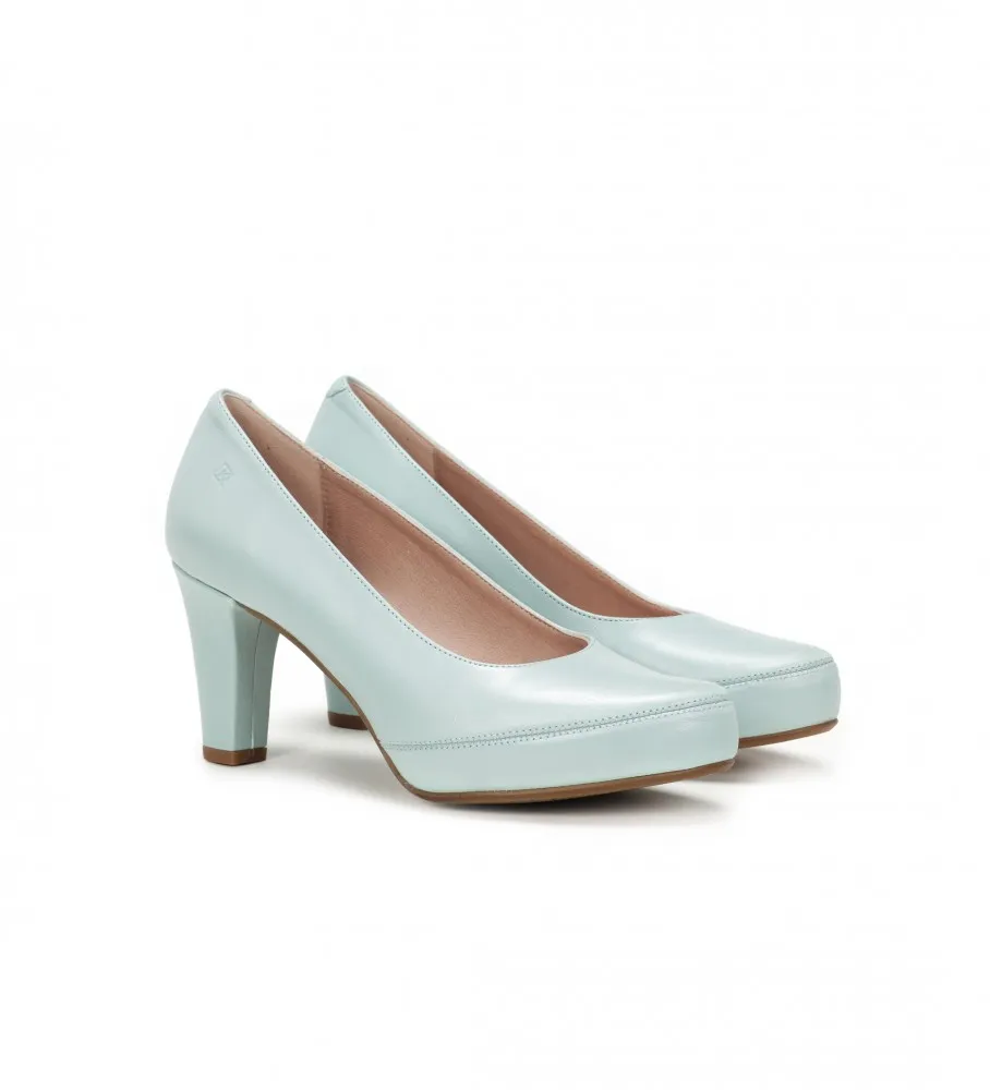 ZAPATOS DE PIEL BLESA D5794 AZUL ALTURA TACóN 6CM