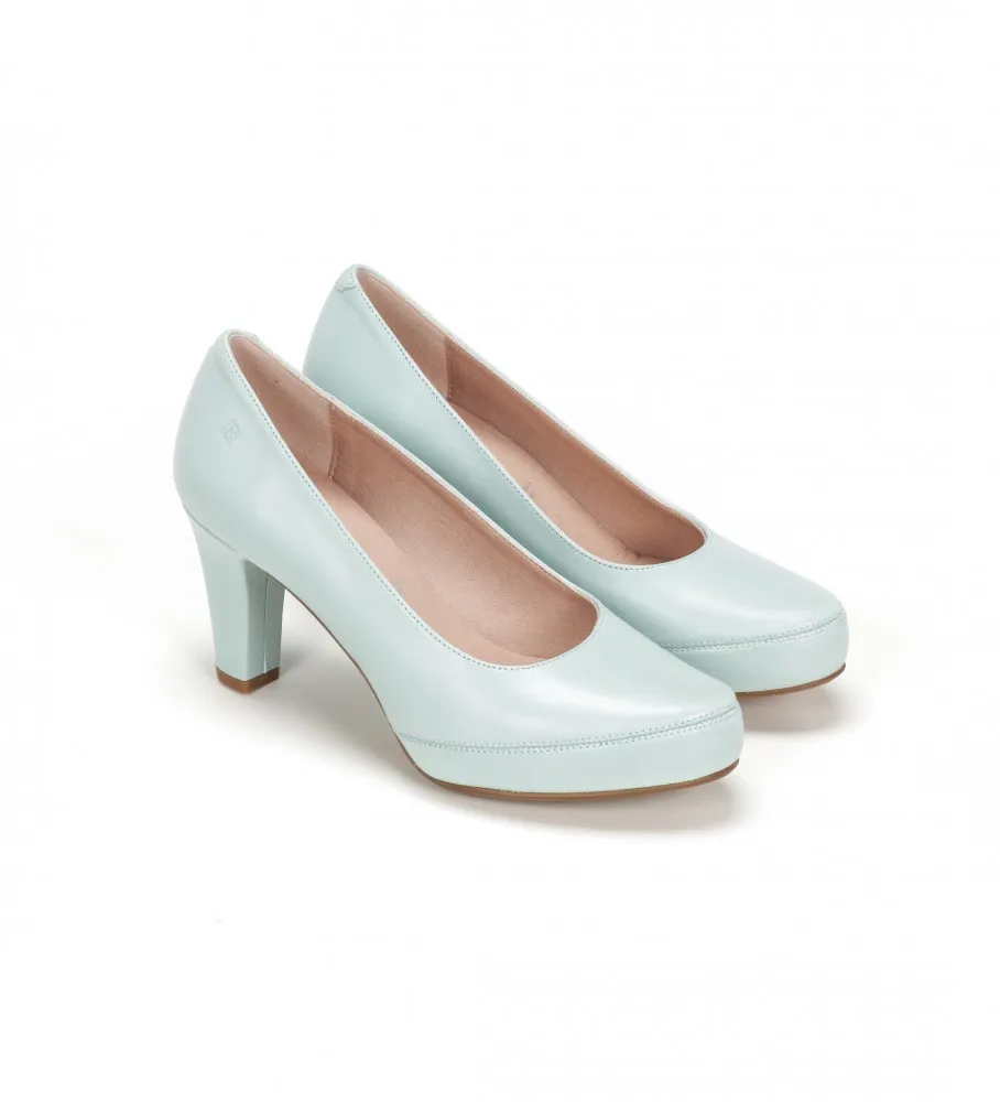 ZAPATOS DE PIEL BLESA D5794 AZUL ALTURA TACóN 6CM