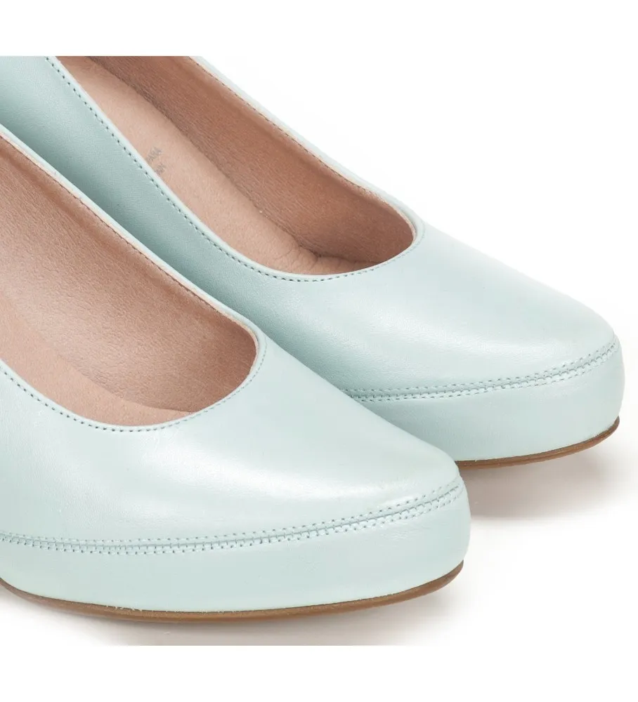 ZAPATOS DE PIEL BLESA D5794 AZUL ALTURA TACóN 6CM