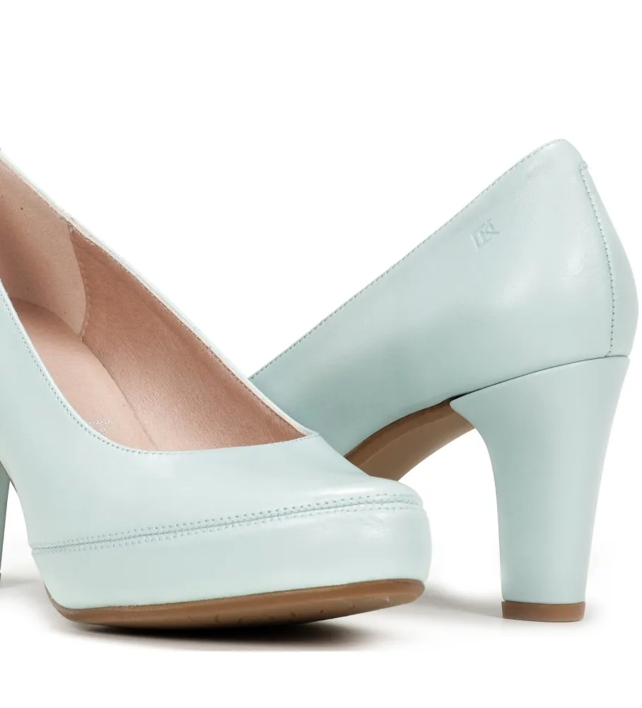 ZAPATOS DE PIEL BLESA D5794 AZUL ALTURA TACóN 6CM